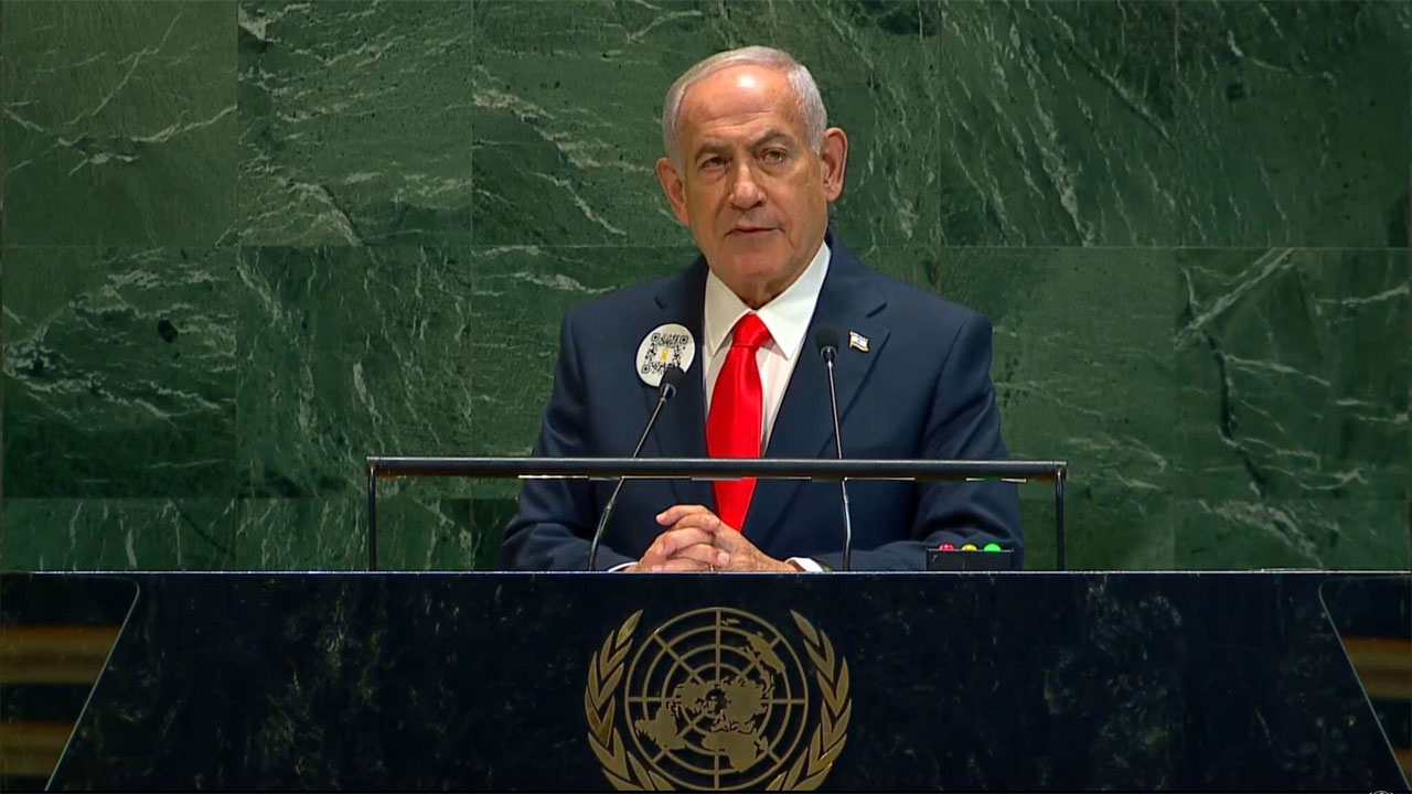 নেতানিয়াহুর বক্তব্য শুরুর সাথে সাথে খালি জাতিসংঘের অধিবেশন কক্ষ